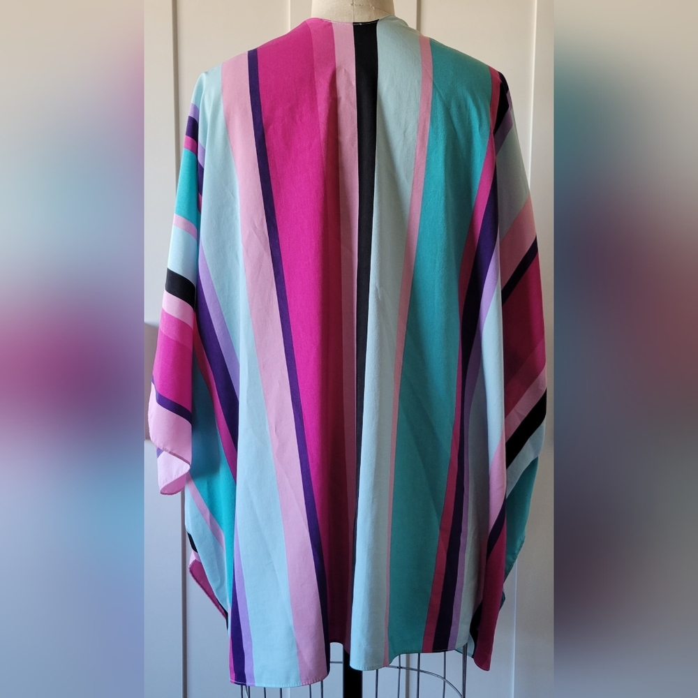 Multicolored Open Front Poncho - image 3